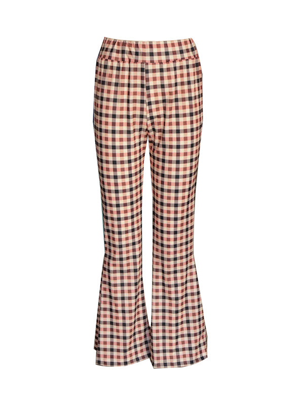 Plaid Flared Pants Trousers Pants