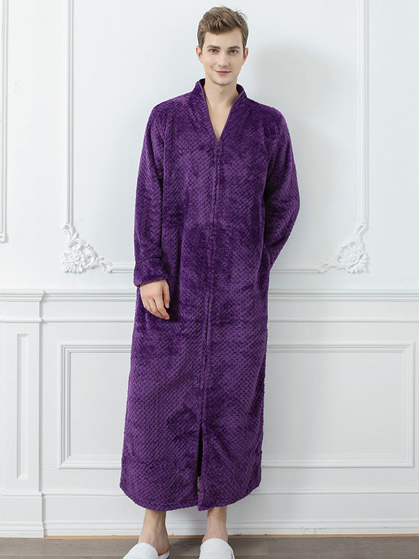 Comfortable Solid Flannel Pajama Robe