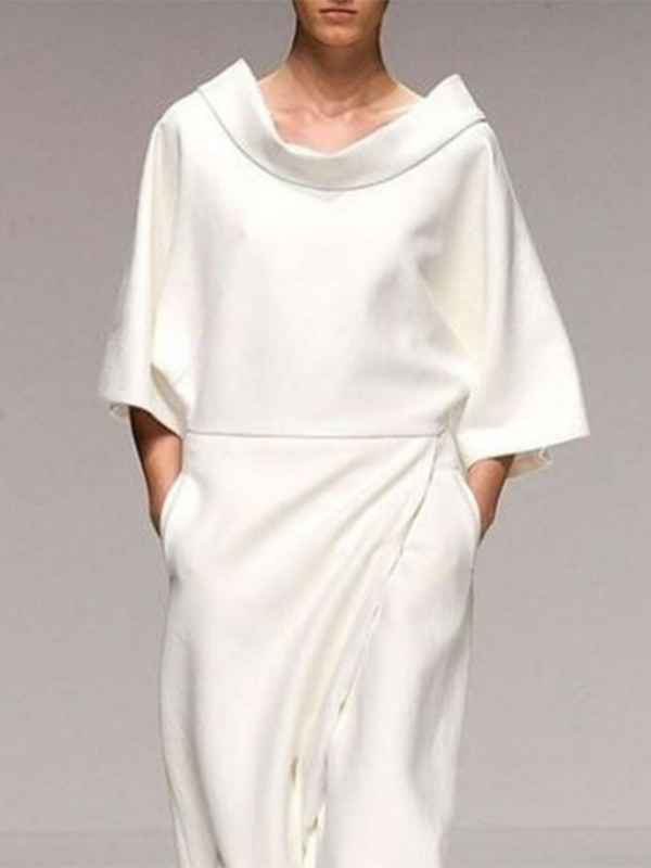 Solid Color Half Sleeves Loose Maxi Dresses