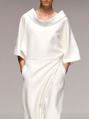 Solid Color Half Sleeves Loose Maxi Dresses