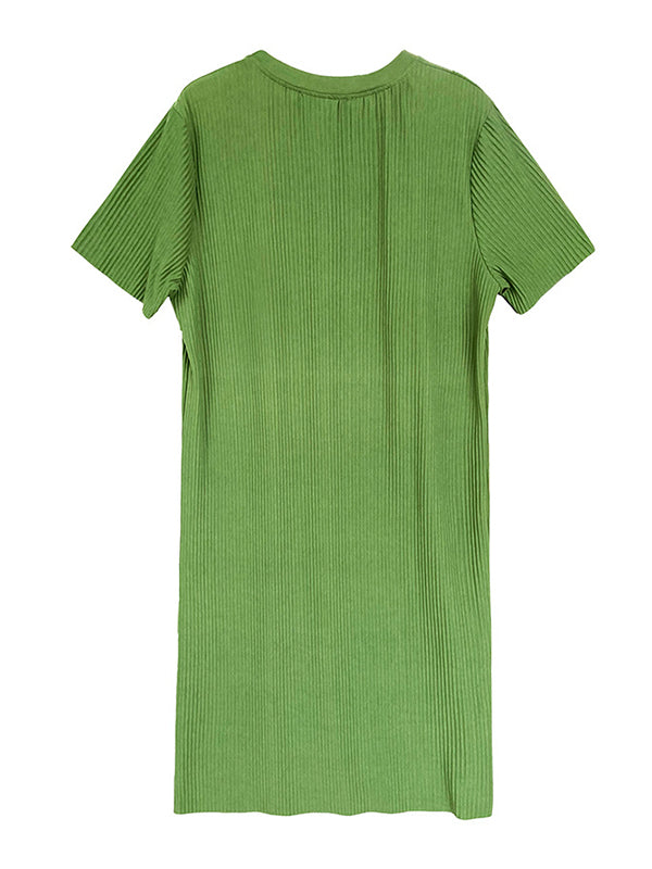 Original Casual Pleated Solid Color Midi Dress
