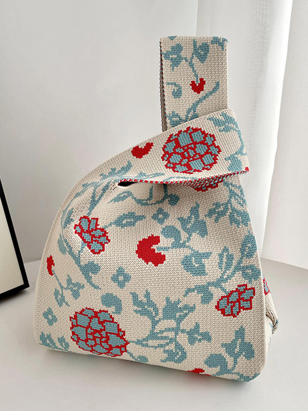 Floral Printed Woven Handbag Bags Accessories