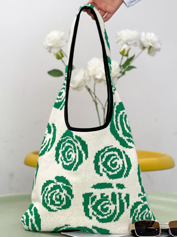 Original Creation Floral Weave Contrast Color Bags Accessories