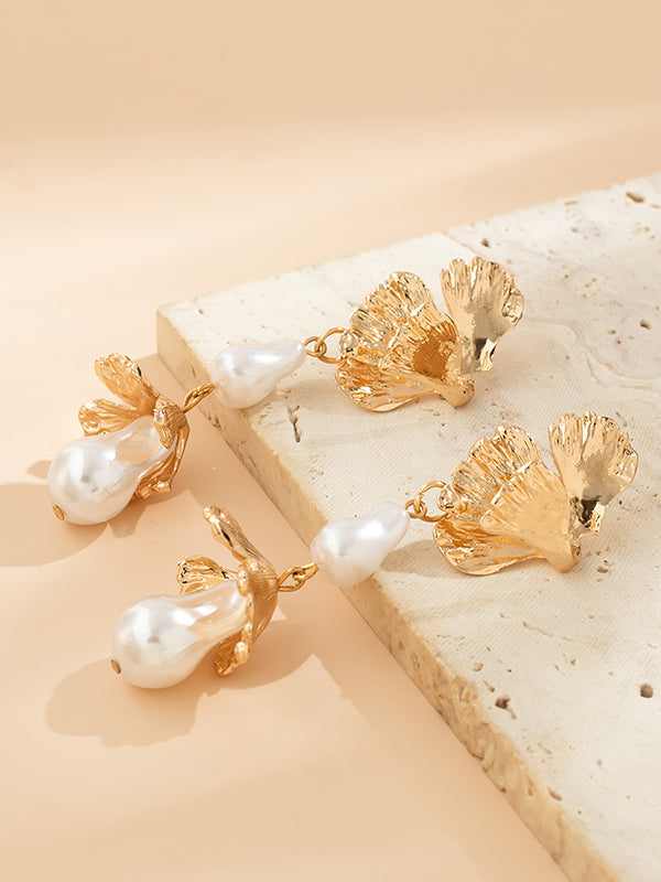Imitation Pearls Geometric Drop Earrings