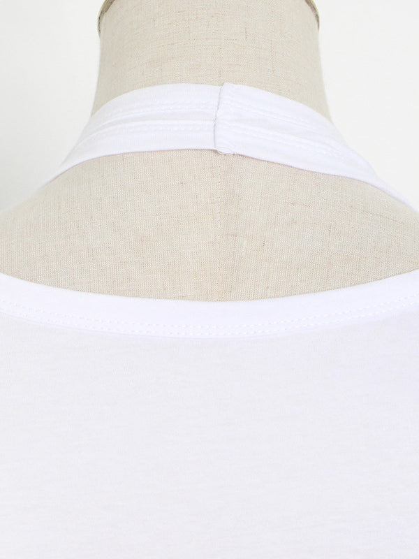 False Two Solid Color Sleeveless Vest Tops