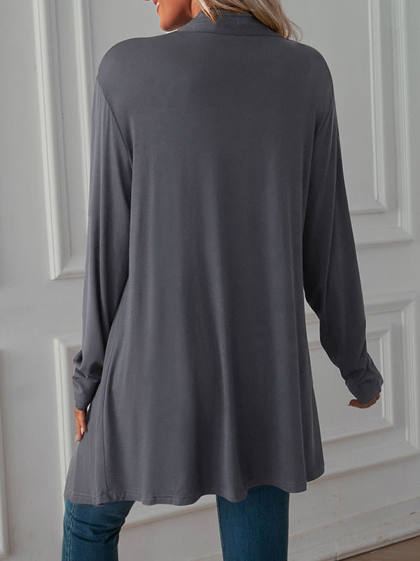 Solid Color Long Sleeves Loose Statement Collar Outerwear