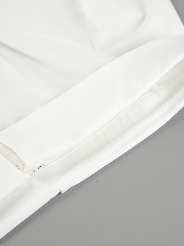 Buttoned Elasticity Pockets Solid Color Long Sleeves Loose Off-The-Shoulder Blouses&Shirts Tops