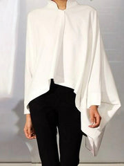 Batwing Sleeves Long Sleeves Solid Color Stand Collar Blouses&Shirts Tops