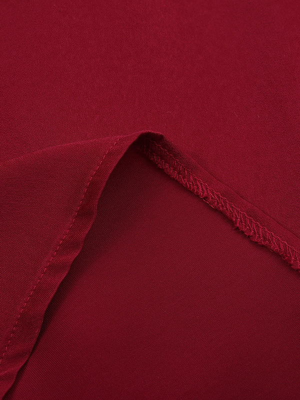 Pleated Solid Color Split-Joint Loose Puff Sleeves Stand Collar Blouses