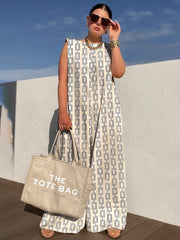 Urban Sleeveless Loose Printed Split-Joint Jumpsuits Bottoms