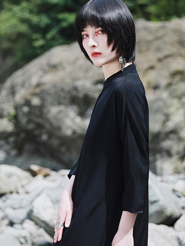 Vintage Solid Buckle Long Cheongsams