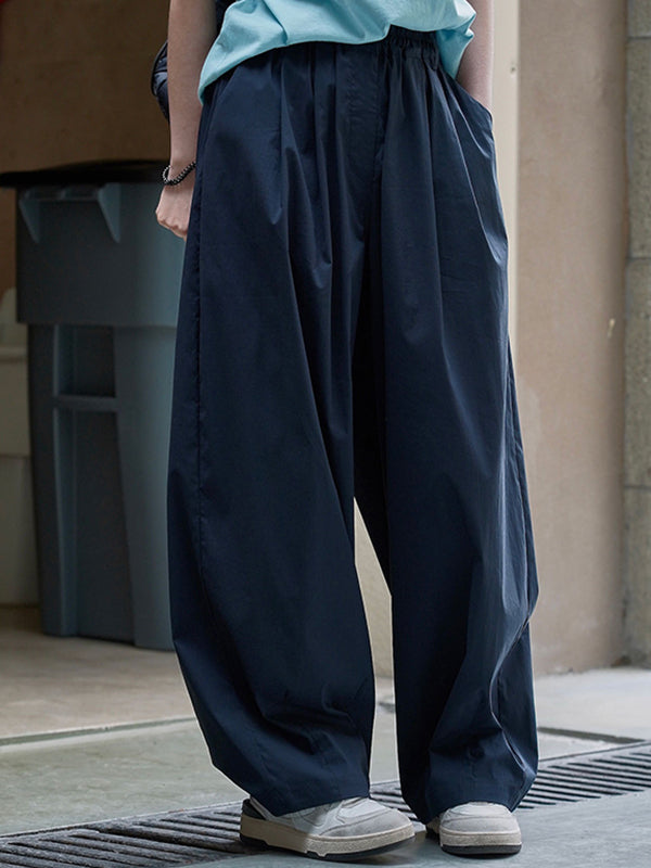 Pleated High Waisted Wide Leg Trousers Casual Pants Bottoms