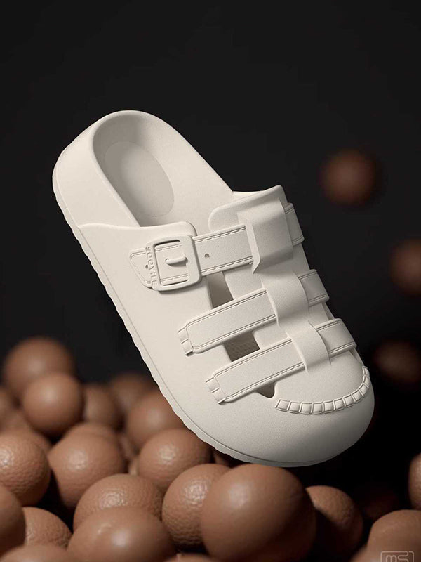 Hollow Round-Toe Split-Joint Sandals Platform Shoes