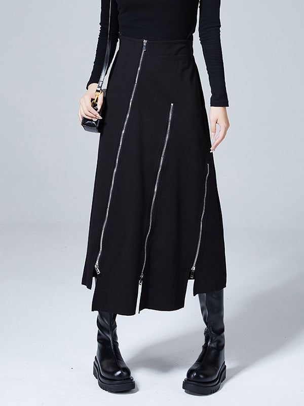 A-Line Irregularity Zipper Bodycon Skirts