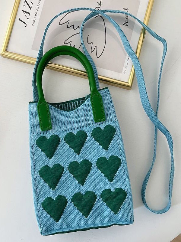 Heart Print Split-Joint Handbags Crossbody Bags Bags