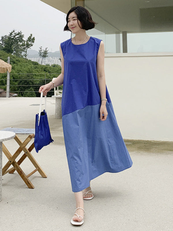 Casual A-Line Split-Joint Sleeveless Long Dress