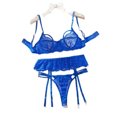 3 Piece Set French Ultra Thin See Through Lace Print Hollow Out