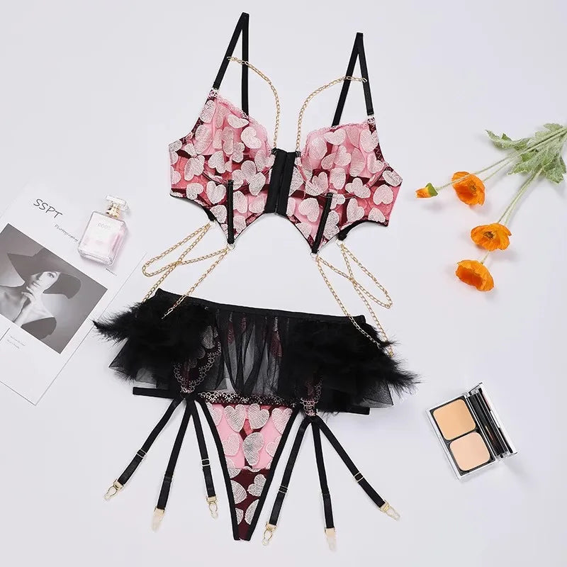 3 Pieces Set Heart Mini Puffy Skirt