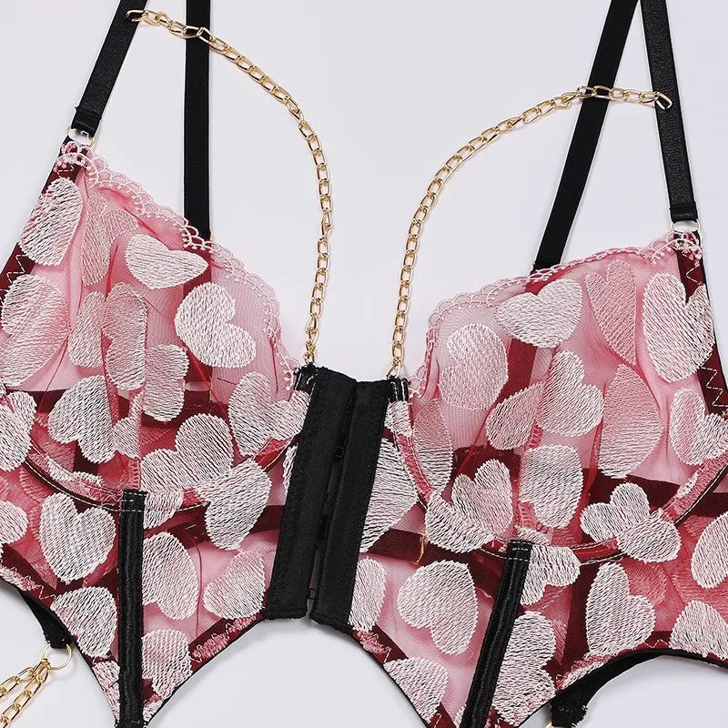3 Pieces Set Heart Mini Puffy Skirt