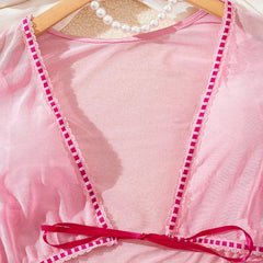 3 Pieces Western Style Sheer See Through Uniform Skirt Mini Thong G String Summer Erotic Lingerie Set