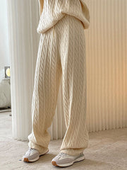 Original Creation Wide Leg Loose Jacquard Solid Color Casual Pants Bottoms