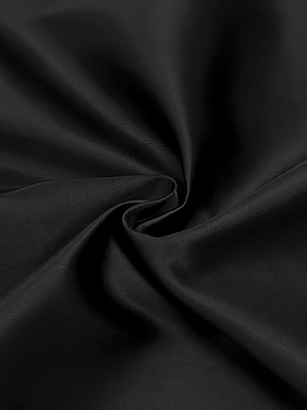 Buttoned Solid Color Long Sleeves Puff Sleeves Deep V-Neck Midi Dresses