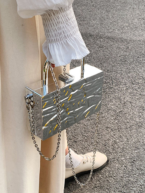 Chains Solid Color Handbags Crossbody Bags