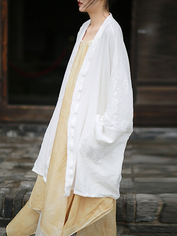 Pleated Solid Color Split-Joint Batwing Sleeves Loose Cover-Ups Tops