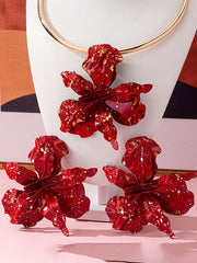 Flower Shape Necklaces Accessories + Drop Earrings