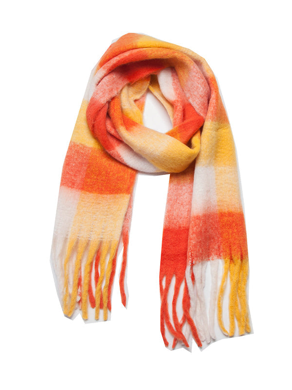 Keep Warm Multi-Colored Plaid Tasseled Thick Shawl&Scarf