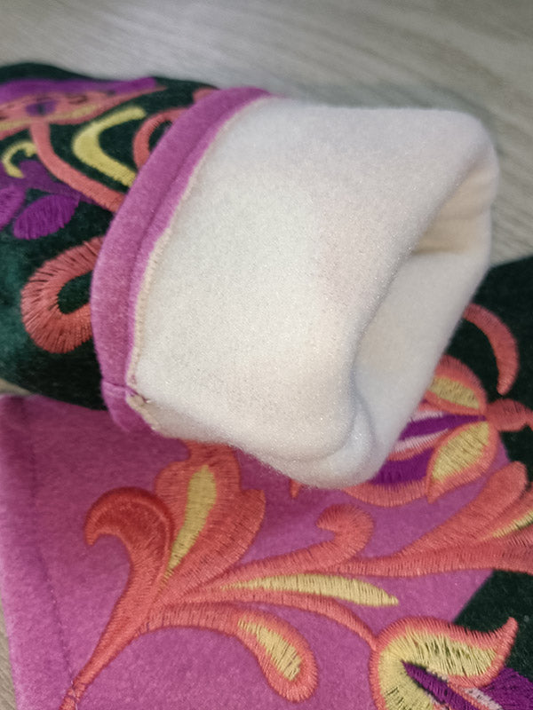 Casual Keep Warm Floral Embroidered Mittens