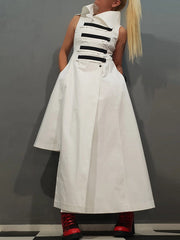 Buttoned Split-Joint Irregular Clipping Loose Lapel Shirt Dress Maxi Dresses