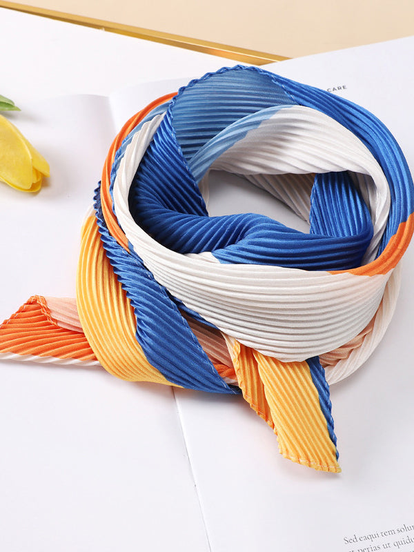 Casual Pleated Contrast Color Shawl&Scarf