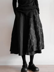 Original Cool A-Line Loose Split-Joint Jacquard Solid Color Skirts Bottoms