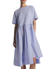 Casual Loose Short Sleeves Solid Color Round-Neck Midi Dresses