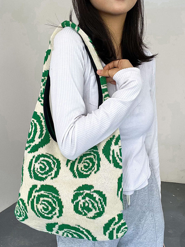Original Creation Floral Weave Contrast Color Bags Accessories