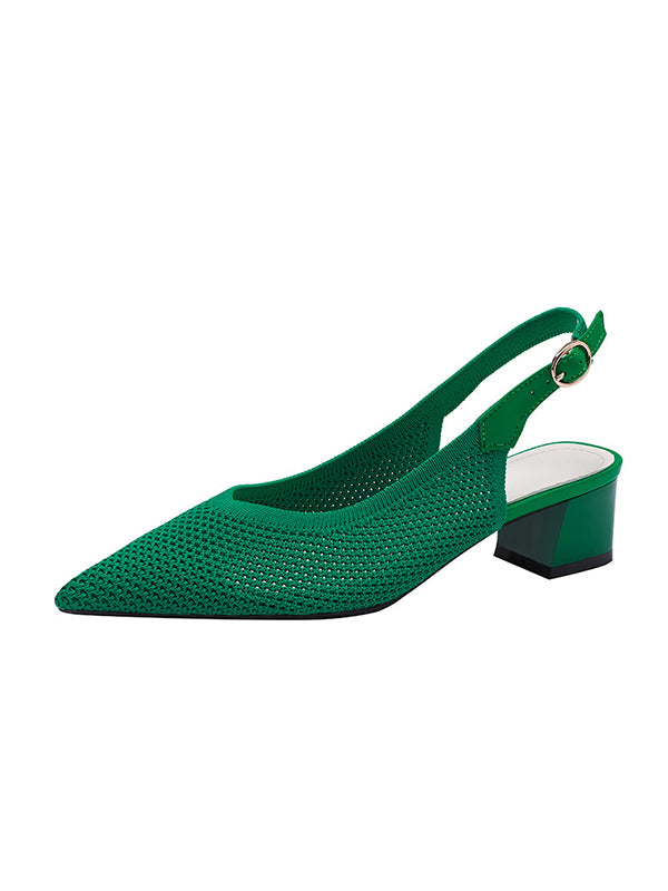 Belt Buckle Hollow Pointed-Toe Split-Joint Slider Sandals Pumps Sandals