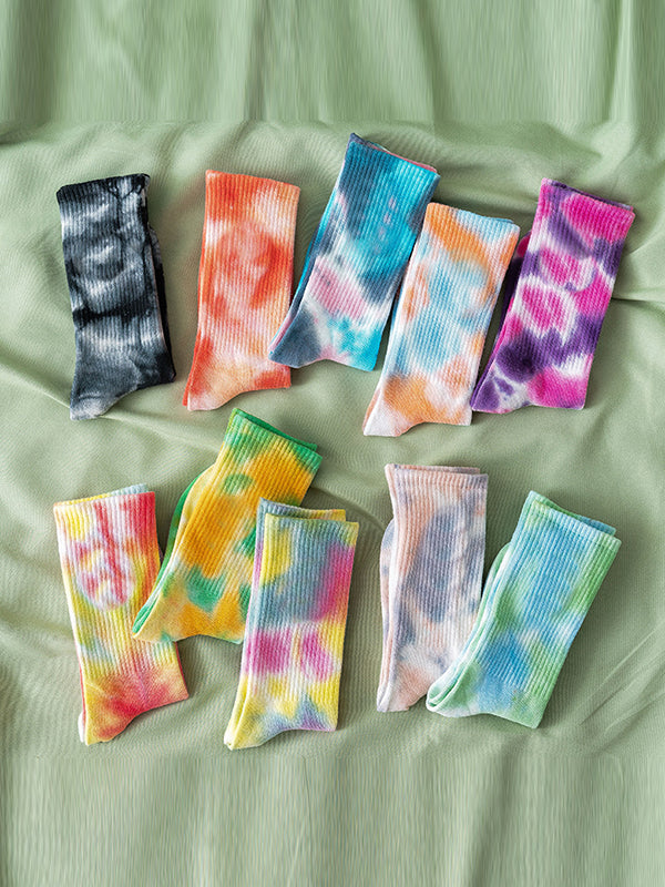 Pleated Tie-Dyed Socks