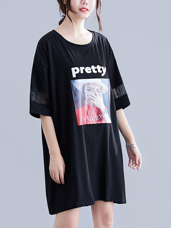 Urban Loose Split-Joint Half Sleeve Dress
