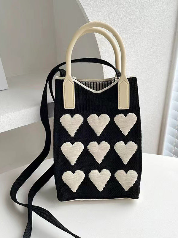 Heart Print Split-Joint Handbags Crossbody Bags Bags