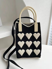 Heart Print Split-Joint Handbags Crossbody Bags Bags
