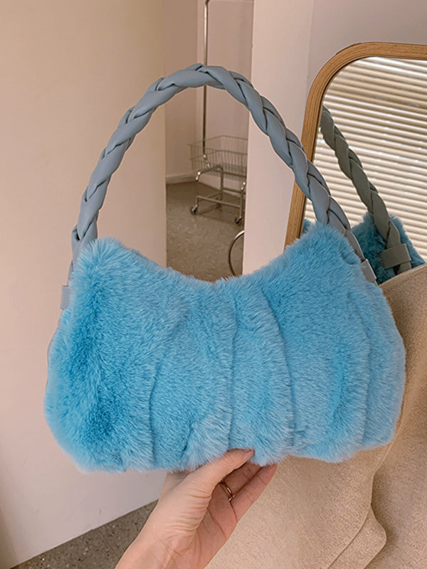 Pleated Split-Joint Woven Straps Handbags Bags