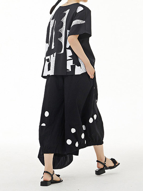 Printed Loose Short Sleeves Round-neck T-Shirts Tops