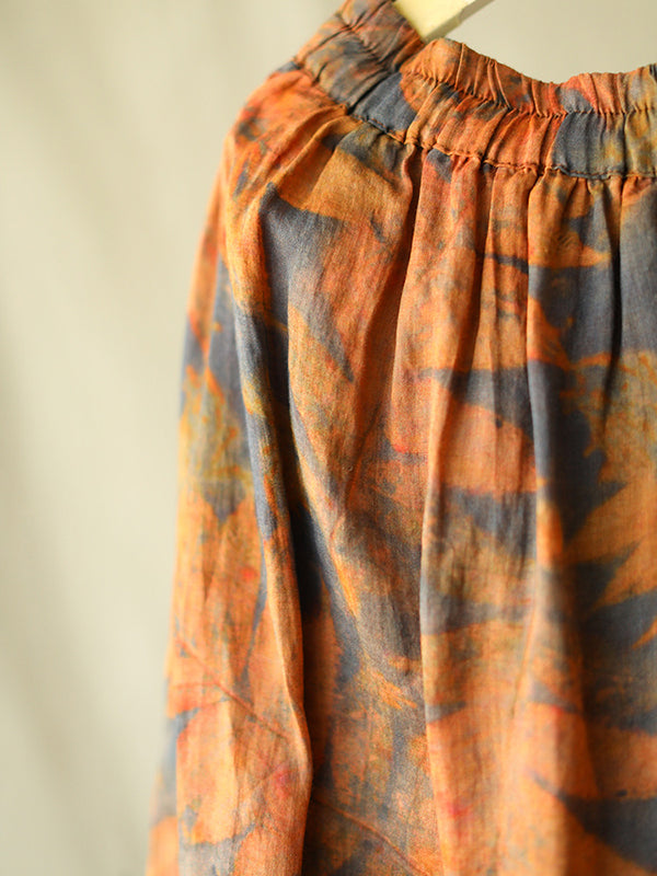 Drawstring Elasticity Floral Printed Loose Skirts