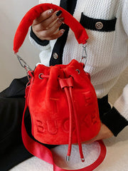 Drawstring Letter Print Handbags Crossbody Bags