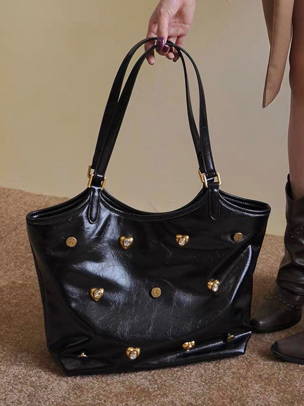 Buckle Rhine Stones Zipper Handbags
