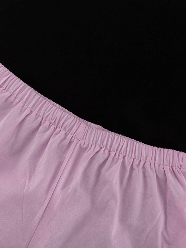 Loose Split-Joint Sleeveless Pleated V-neck Vest + Pants Trousers Two Pieces Set