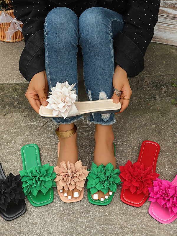 Flower Shape Open Toe Split-Joint Slippers Flat Shoes