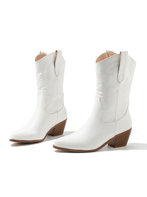 Pointed-Toe Split-Joint Pumps Boots