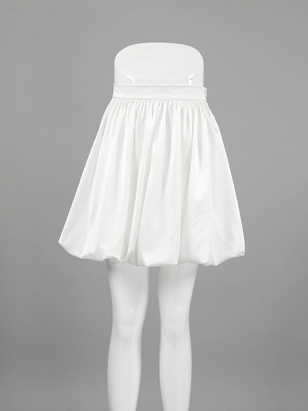 Pleated Solid Color Split-Joint A-Line Loose Skirts Bottoms